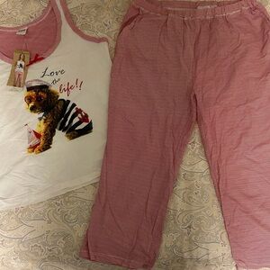NWT Red and White Women's Pajama Set Size M/L